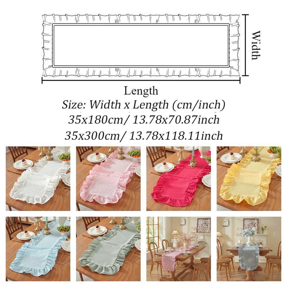 Solid Color Ruffled Edge Table Runner Rustic Style Tables Cover Dinning Table Runner  Kitchen Decor