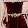 Gold Belt Adjustable Fashion Belt Rhinestone Belt Stylish For Dress Accessory Prom Women