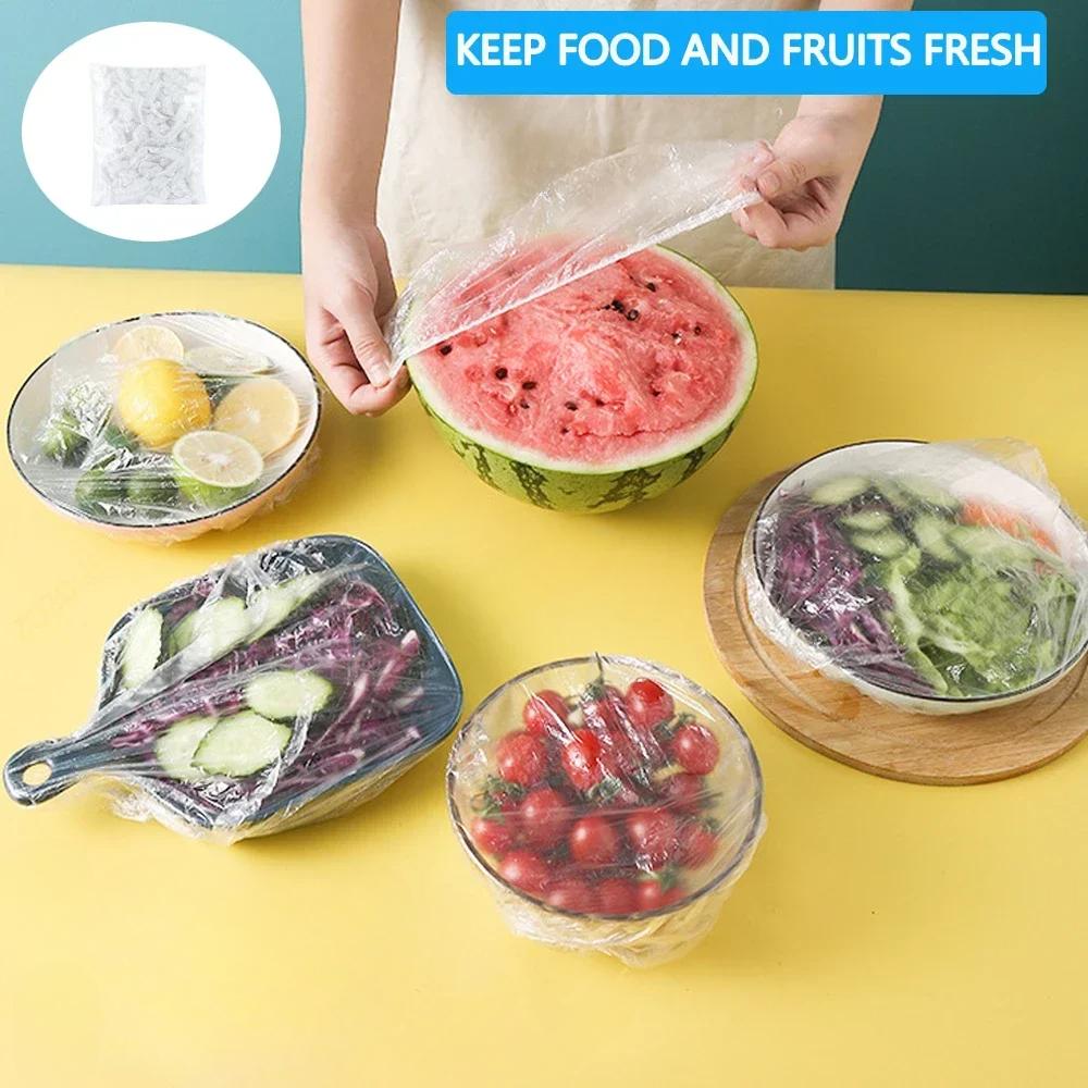 Einweg-Lebensmittelabdeckung Lebensmittelqualität Frischhaltebeutel Lebensmittelqualität Obst Gemüse Aufbewahrungsbeutel Elastischer Plastikbeutel Küchenzubehör