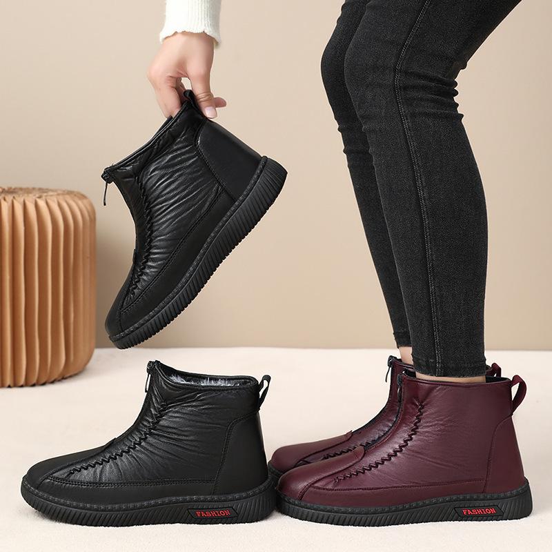 Women's fashion warm padded lining with ankle support comfortable soft elastic cushioning waterproof non-slip casual snow boots cotton shoes.
