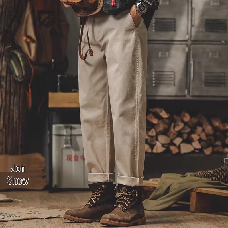 Jie Leinuo Men's American Retro Straight Fit Casual Workwear Pants