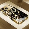 Unique Leopard print gold Luxurious High-end Phone Case Electroplated Glass PhoneCase for iPhone 17 16 15 14 13 12 11pm Pro Plus