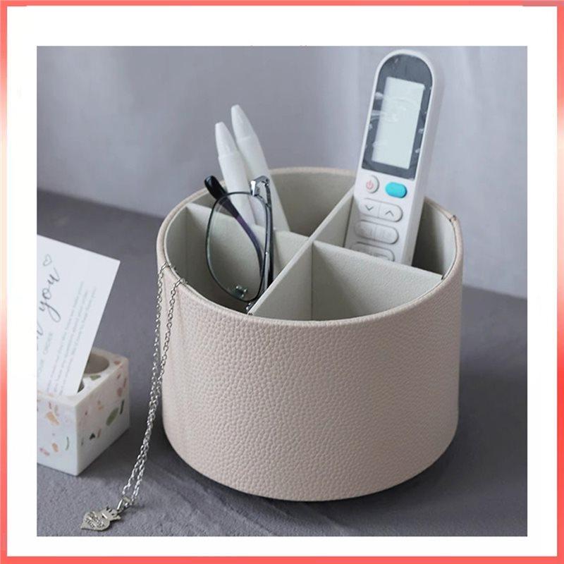 ABKY-Bathroom Organizer Leather Make Up Brush Sundry Storage Box Pen Holder Lipstick Holder Perfume Stand Jewelry Box