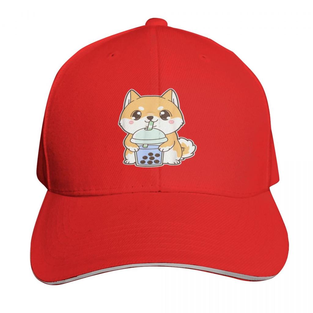 Shiba Inu Bubble Tea Shirt Women Boba Tea Dog Bubble Tea TShirt Baseball Cap Brand Unisex Cap Sun Hat Womens Beach Visor Unisexs