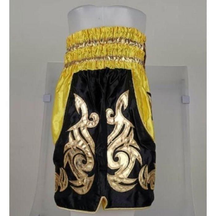 Kinder Short - THAI Boxen Kickboxen - Farbe Gelb - Größe 12-14 Jahre - 100% Satin Polyester