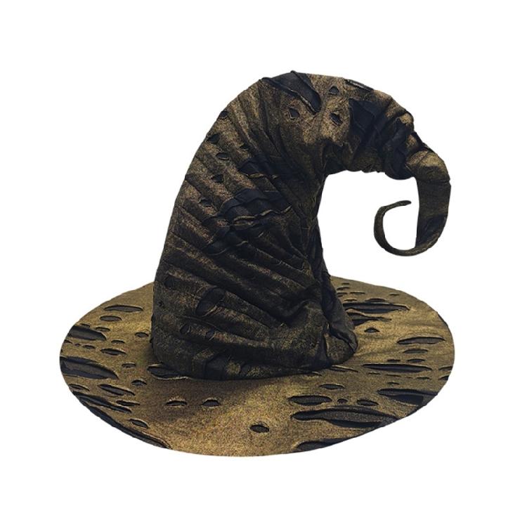 Halloween Cosplay Witch Wizard Hat with Tattered Hole Carnivals Party Headpieces Devil Hat Cosplay Tool for Adult Teen