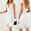 Summer new French European and American style sleeveless v-neck dress hip-wrapped ruffle edge one-step skirt