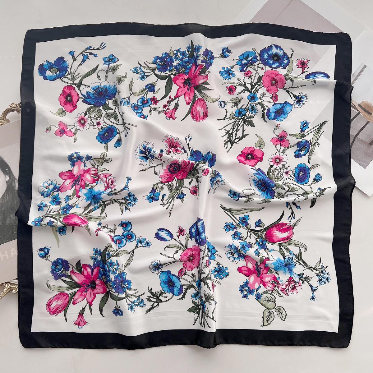 

Шарф для женщин Роскошный квадратный шарф Бандана Весна/Лето Имитация шелка Повязка на голову Шарф для волос Мягкий атласный шейный платок