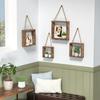 Rustic Wood Squre Shelves Wall Mounted Home Decorative Cube Display Shelf Shadow Boxes Set of 4 for Living Room Bedroom Office