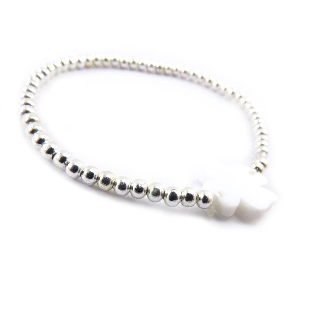 Les Trésors De Lily [J6657] - Silver White 'Clover' Designer Bracelet