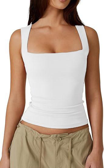 European And American Women'S Clothing Street Hottie Fashion Square Collar Basic Slim-Fit Sleeveless Vest Bottoming Top