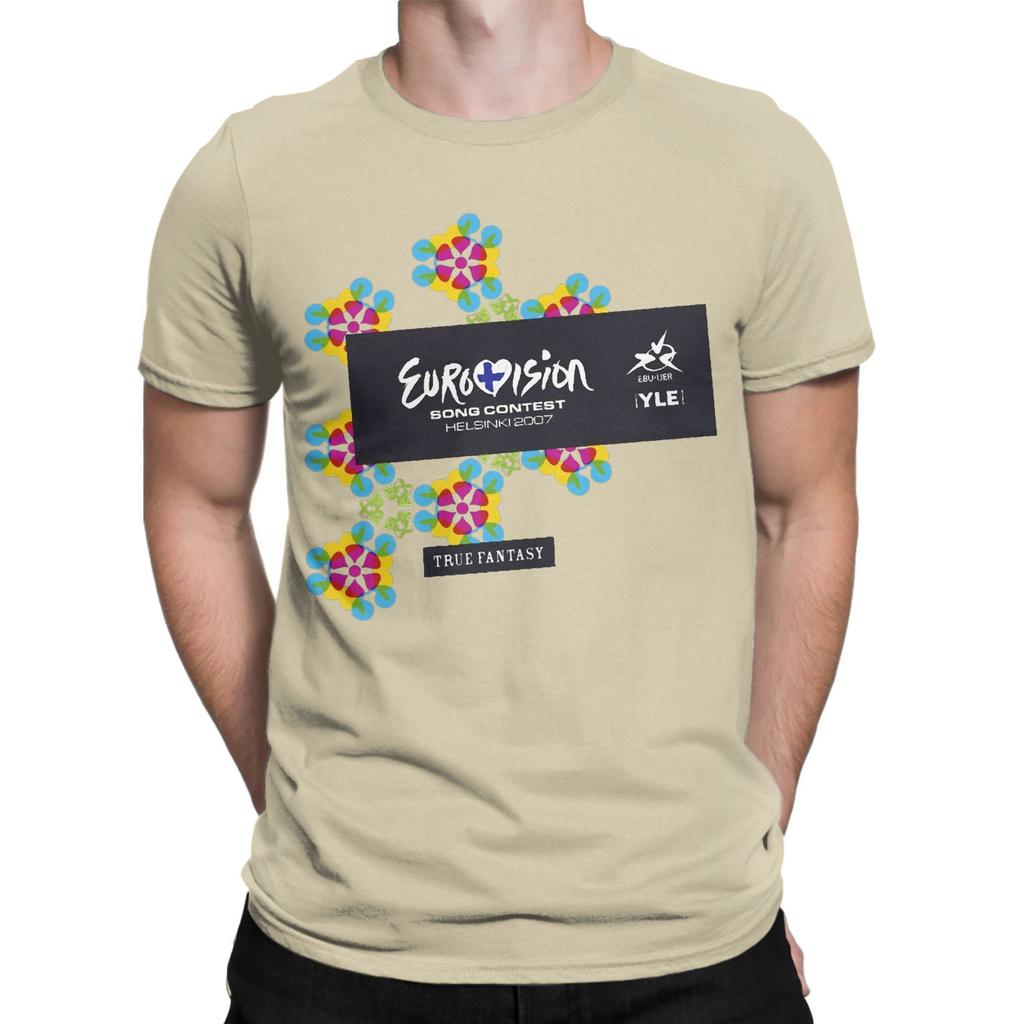 Pánske tričká Eurovision Song Contest 2007 Čistá bavlna Zábavné tričká s krátkym rukávom a okrúhlym výstrihom Originálne tričko