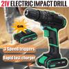 Cordless Electric Impact Drill Hammer Screwdriver Tool Torque 1/2 Lithium Battery With LED Working Light 21V Electric Impact Drill 195*220mm