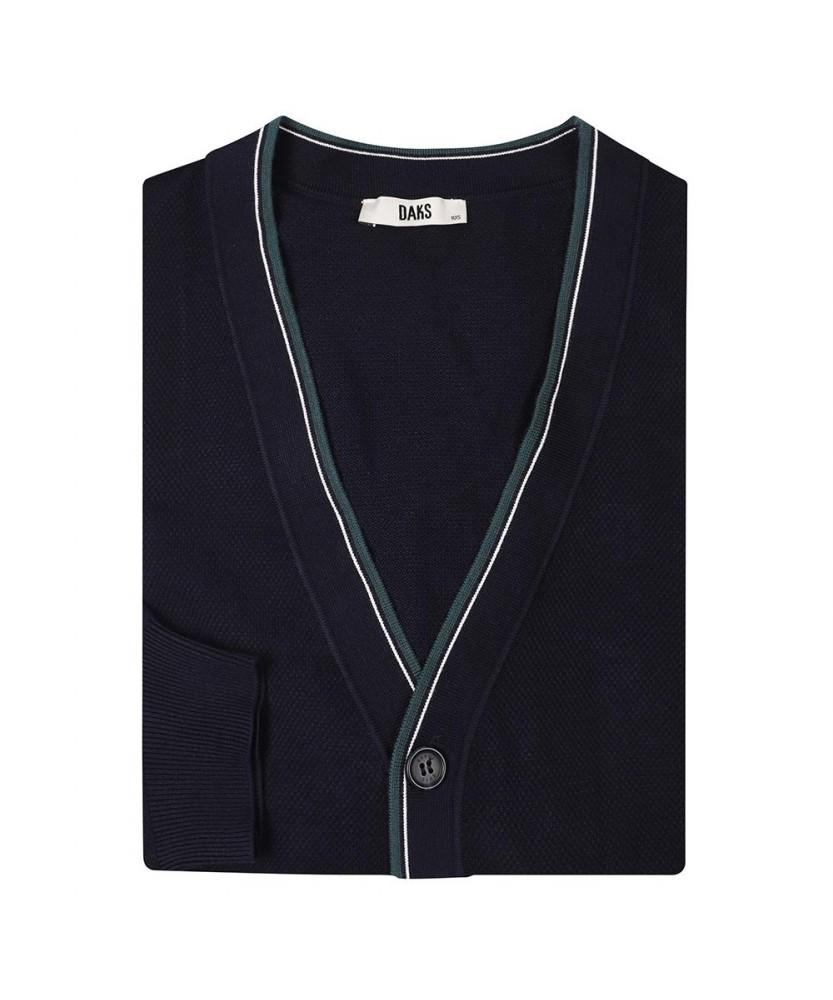 Daks Shirts Tipping Contrast Cardigan Navy_Dla1Swcd101N1