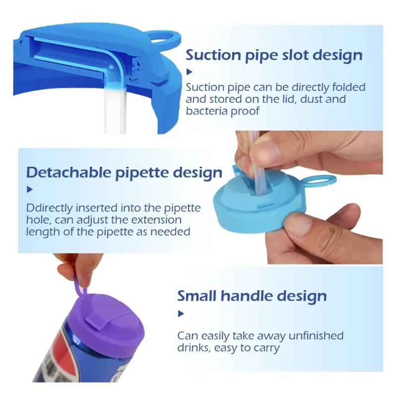 Silicone Soda Can Lids with Straw Beverage Can Cover Leakproof Dustproof Drinks Beer Can Top Protectors for Canned Beverage