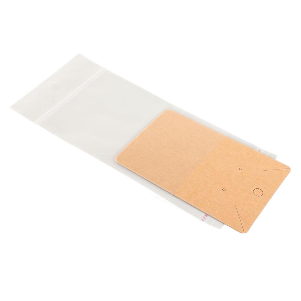 100pcs Kraft Paper Earring Display Cards Transparent Bag Keychain Display Cards  Jewelry Packaging