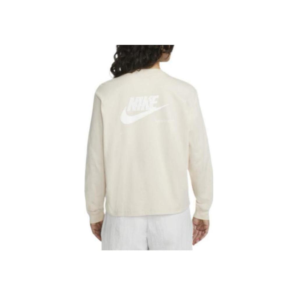 Nike Solid Color Brand Logo Pattern Round Neck Breathable Pullover Knit Short Sleeve Drop Shoulder T-Shirt Women T-Shirt Sail-White DR9027-126