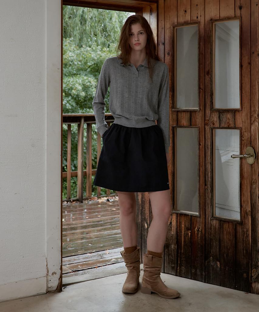 Seutyudioaenpaleukeu Openwork Collar Wool Knit_Grey