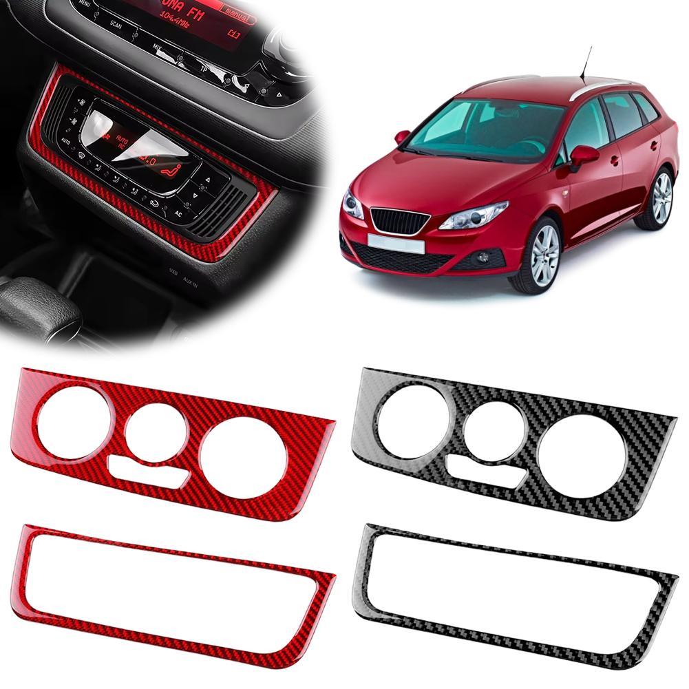 Für Seat Ibiza 6j 2009 2010 2011 2012 2013 2014 Echter Weicher Kohlefaseraufkleber LHD RHD Auto Mittelkonsole Klimaanlage Rahmen Panel Verkleidung