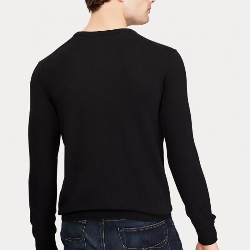 Polo Ralph Lauren Solid Color Pony Embroidered Crew Neck Long Sleeve Sweater Men sweater Black 710684957-008