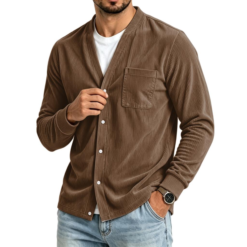 Men's Casual Loose Fit Color Shirt with Pockets for Everyday Wear