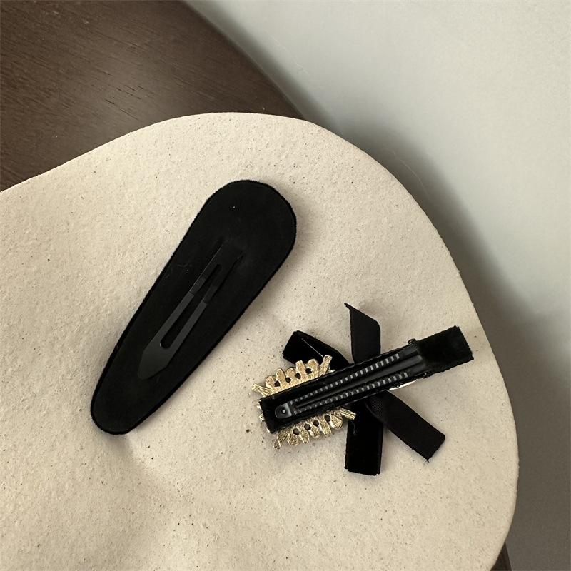 Retro Style Rhinestone Side Hairpin Women's High Level Hairpin Forehead Headwear Autumn and Winter Side Duck Mouth Clip Bb Clip