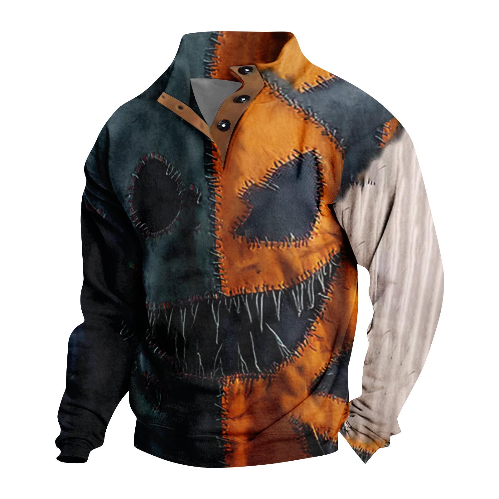 

Мужская повседневная модная рождественская принтованная толстовка без капюшона, широкая мужская свободная толстовка с капюшоном и воротником-стойкой XL