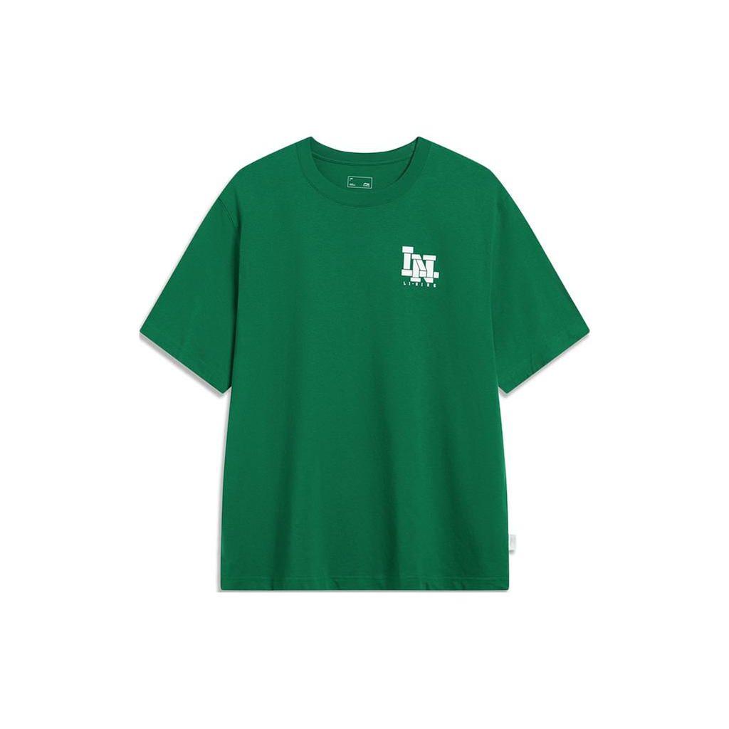 Li-Ning Sports Lifestyle Series Back Letter Pattern Printed T-Shirt Men Tops Cool-Mint-Green AHST437-3