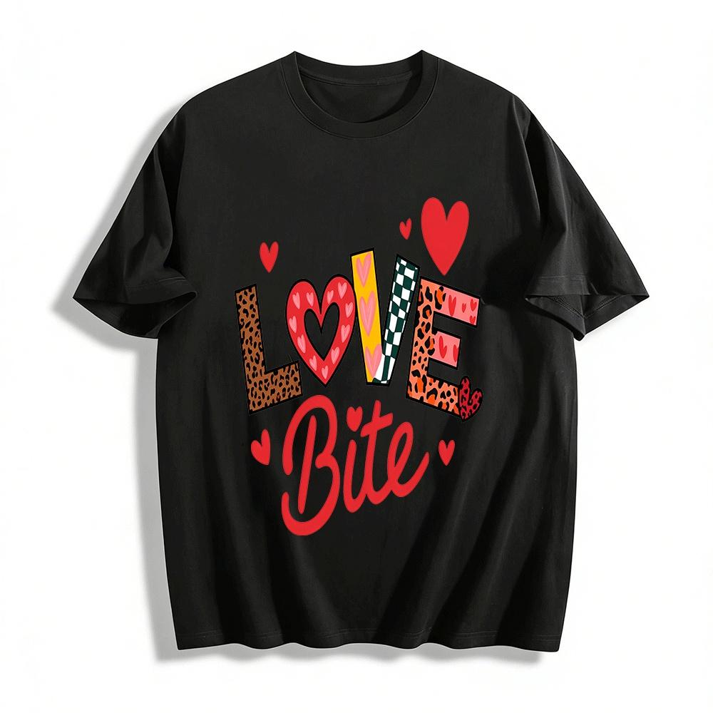 

Love Bite Leopard Print Casual Tshirt Trendy Couple Top Pure cotton T-shirt XXS