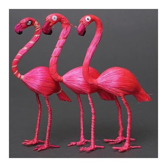 Kenya Sisal Flamingo Object - African Decor - Pink Bird Figurine