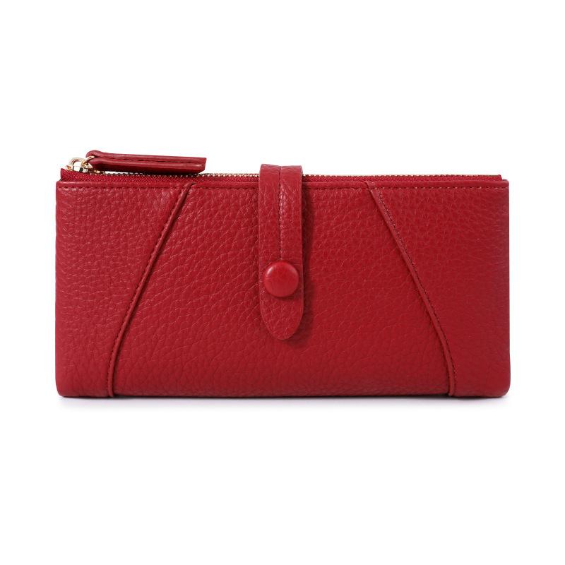 Damski miękki skórzany długi portfel kopertówka etui na monety karty