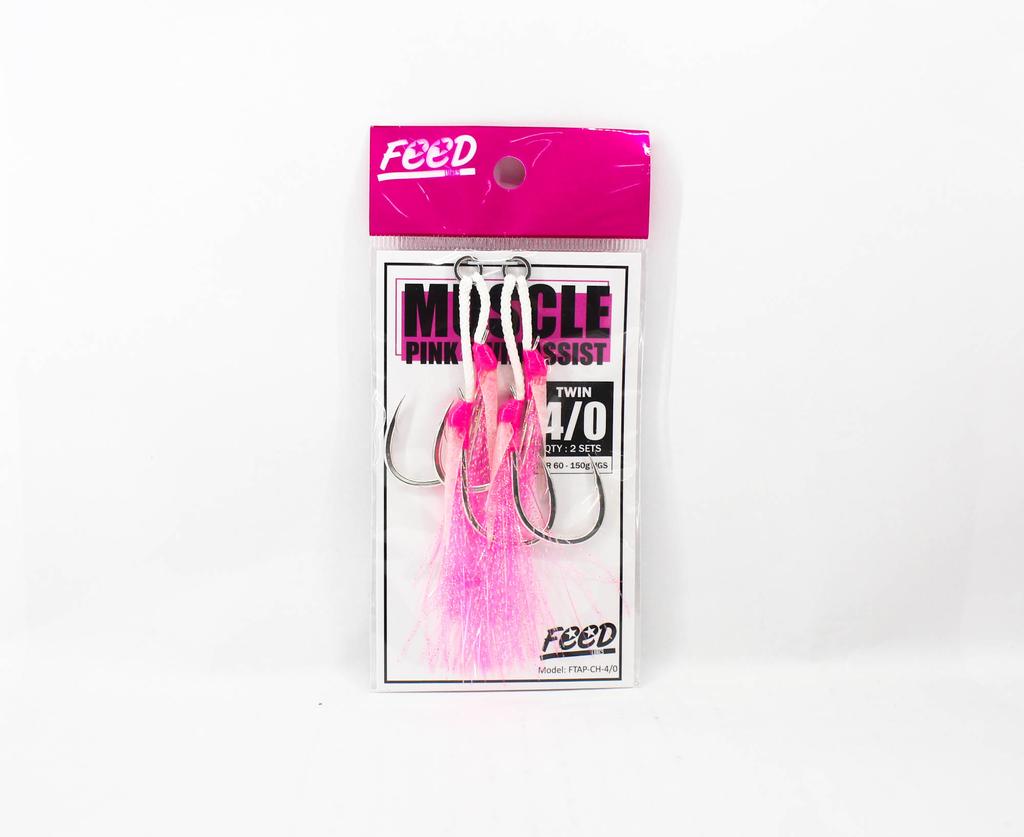 Feed Lures FTAP-CH 4/0 Muscle Pink Twin Assist Hooks Size 4/0 2 set (4857)