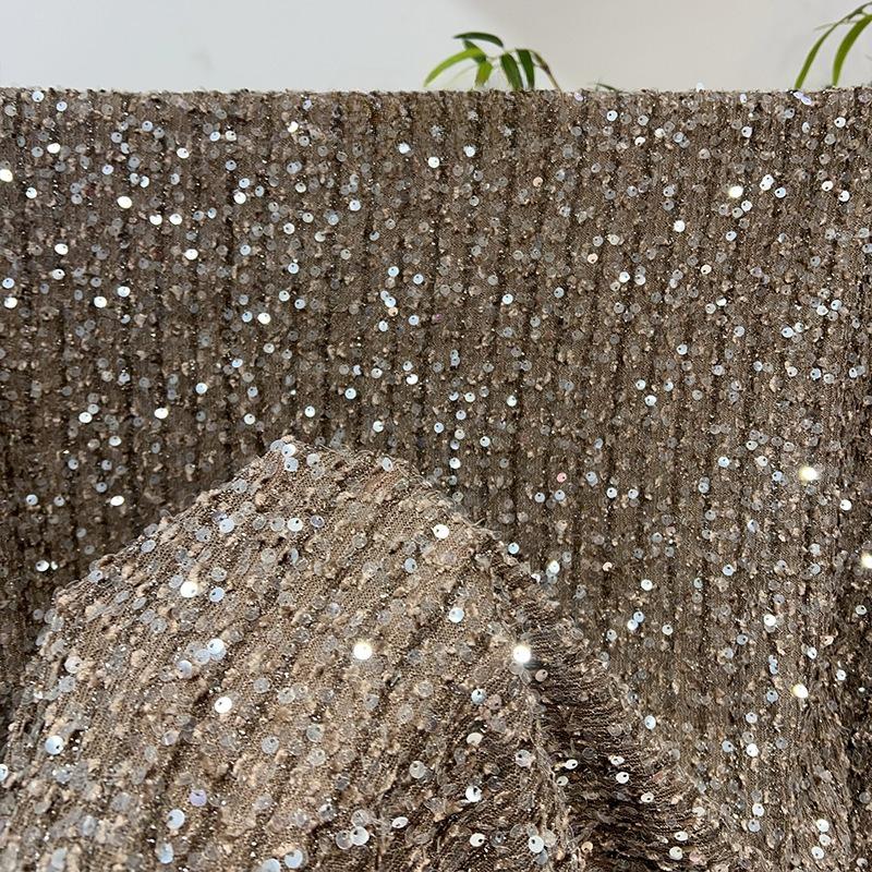 Сетчатая ткань с вышивкой пайетками Эластичная сетка Ткань с вертикальными пайетками для шитья Вечернего платья Свадебного сценического костюма 1Yard