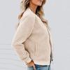 Women's Fashionable Warm Shearling Jacket With Zip-Up Solid Colour Outerwear