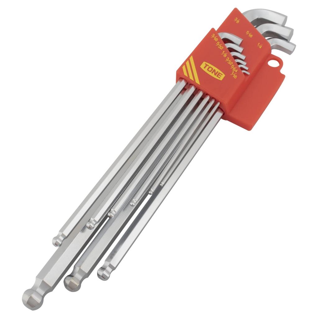 TONE BLB900S Short Neck Long Ball Point Wrench Set L-Shaped (9 Pieces)