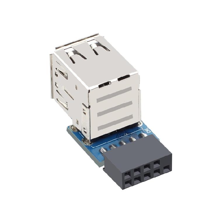 

PCBs Mount Double USB2.0 To 9Pin Female Motherboards Adapters Supports Multiple Peripherals Connection