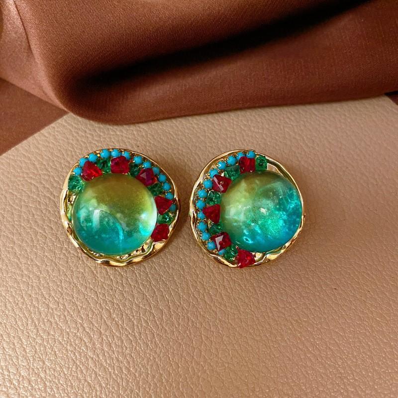 Silver Needle Zircon Earrings Retro Light Luxury Court Style Stud Earrings Niche High-end Earrings