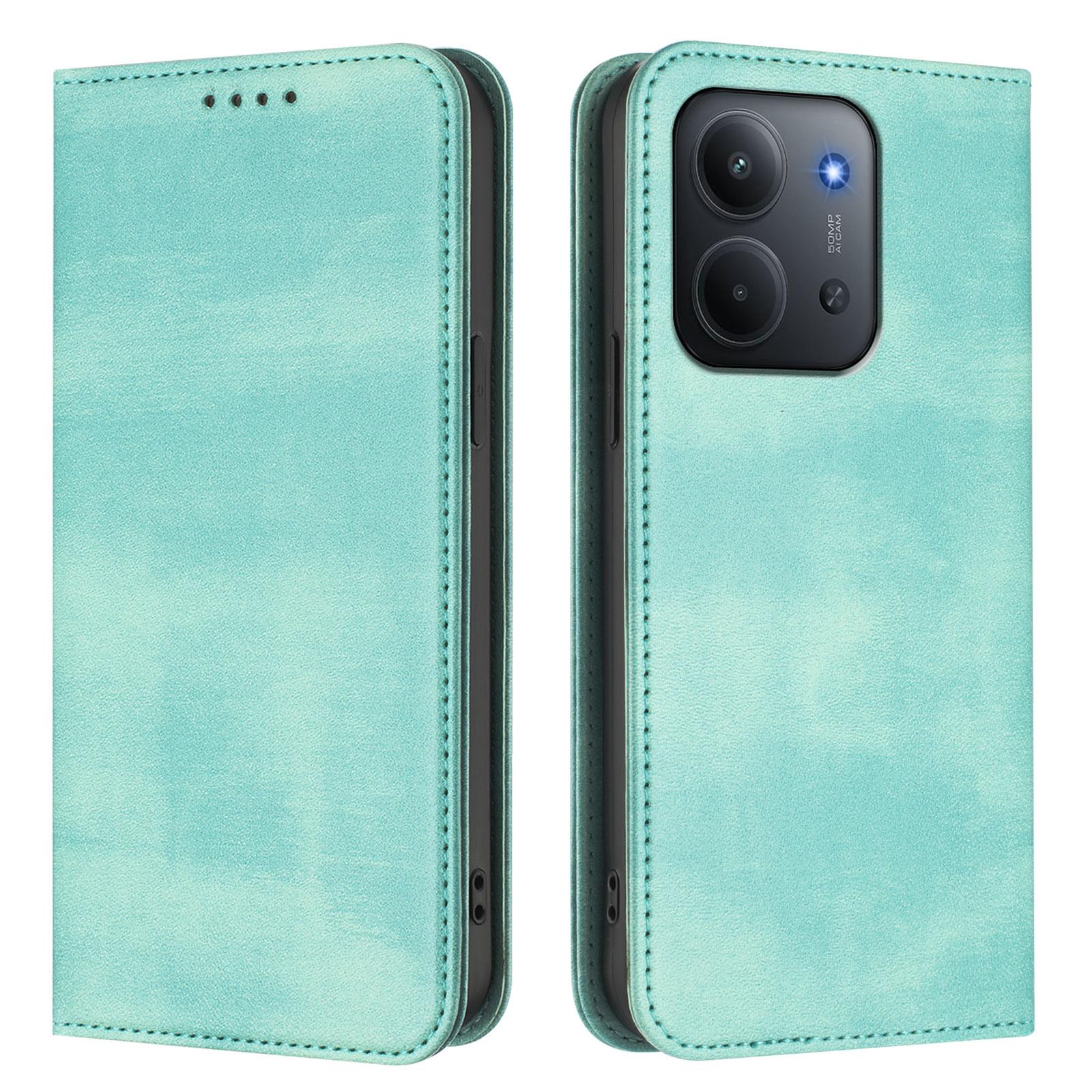

For Xiaomi Redmi 15C 4G (171mm) Wallet Cases Retro Texture RFID Blocking Leather Phone Cover Mint Green