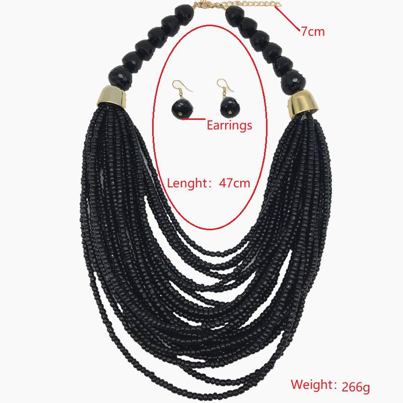 Bohemian Multi-layer Ethnic Seed Bead Necklace Set