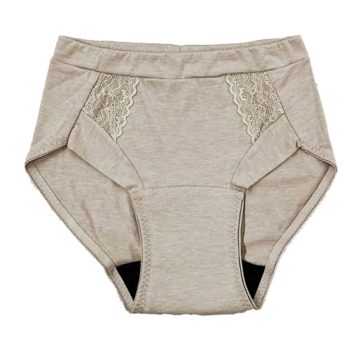 Oglan Japan Women's Absorbent Sanitary Shorts, Regular Shorts with Lace, 10cc, Beige