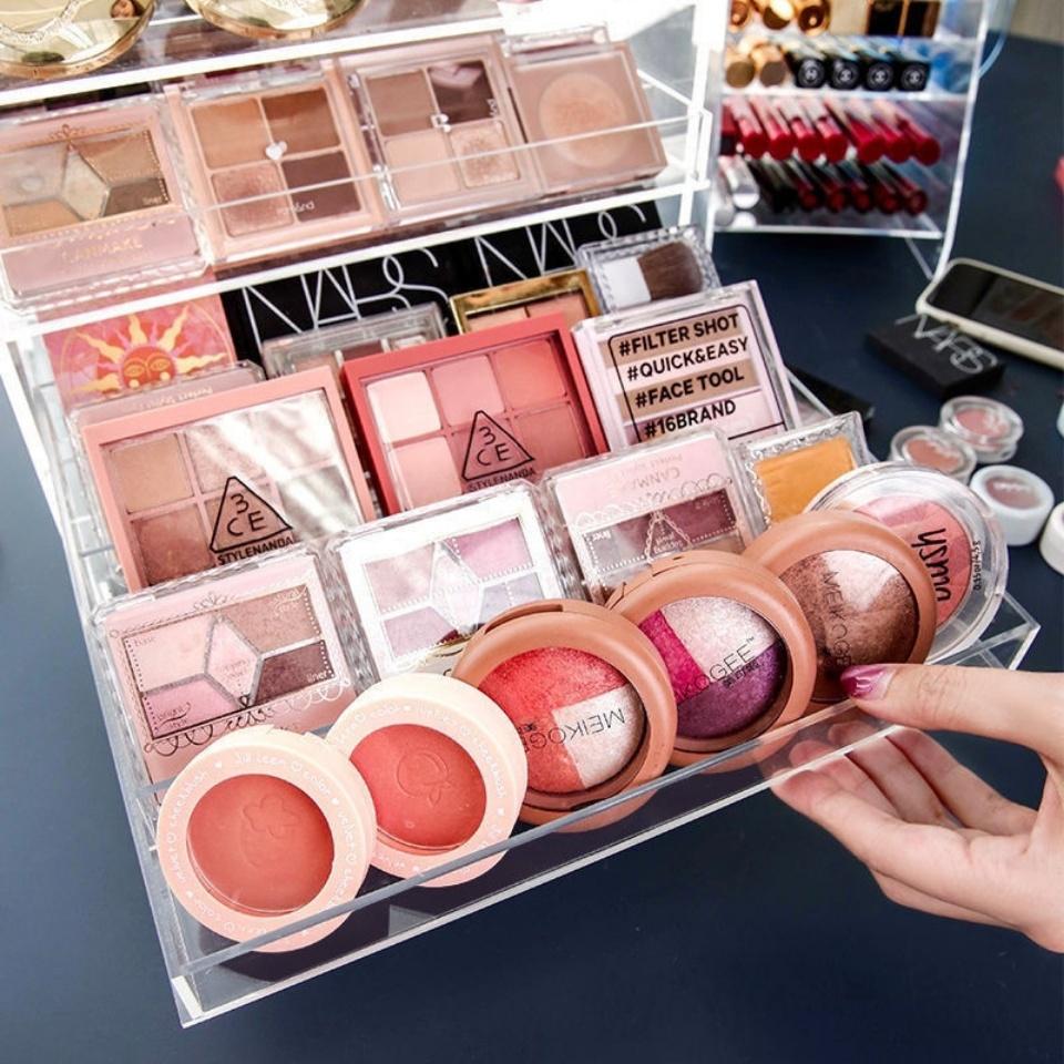Drawer Acrylic Eye Shadow Storage Box For Powder Cake Blush Cosmetics Jewelry Storage Box Desktop Dustproof Rack