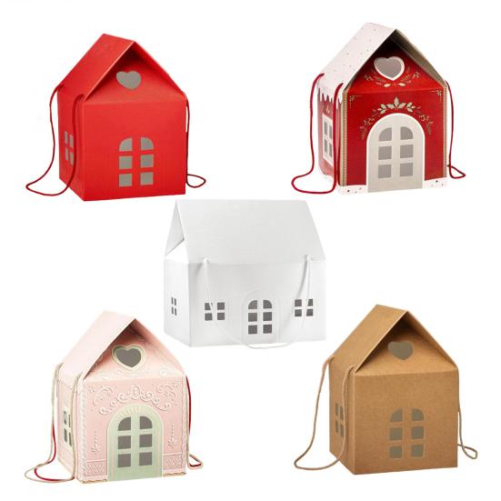 Cutie Cadou Căsuță Minunată de Crăciun Ambalaj Reutilizabil cu Tematică de Casă de Vacanță Cutie Decorativă de Păstrat Suveniruri Decorațiune de Iarnă pentru Casă