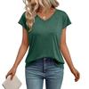 Spring and summer new European and American women's clothing solid color V-neck short-sleeved T-shirt loose casual top