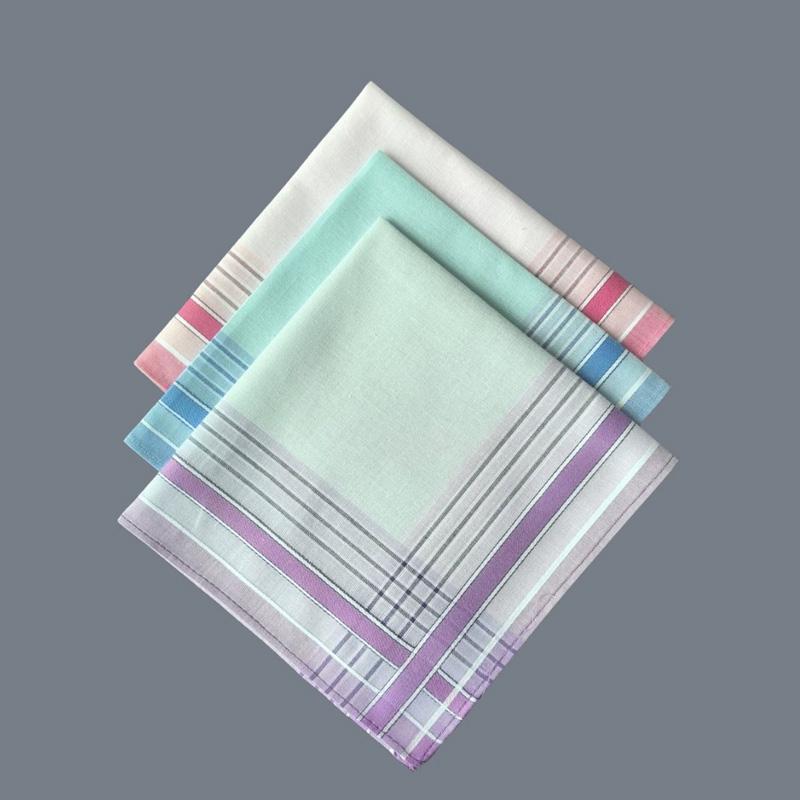 3Pcs Cotton Wedding Party Gift Women Square Color Plaid 29*29cm Hand Towels Sweat-absorbing Checkered Printed Handkerchiefs