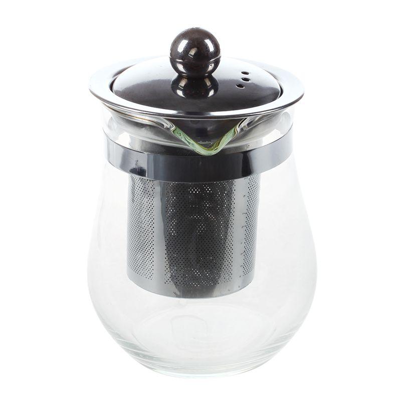 Promotion! 350mL Heat-resistant Clear Glass Teapot Stainless Steel Infuser Flower Tea Pot