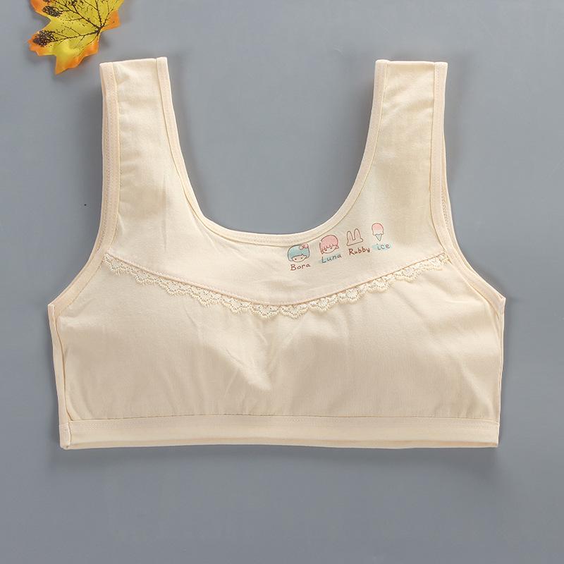 Wireless Cotton Tank Bra with Inserts for Junior High Students - Summer Sports Style