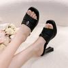 Fashion Women's High Heels Slippers Square Toe Square Heel 9cm Heel High Shoes Women Dress Fashion Elegant Summer Zapatillas De Mujer