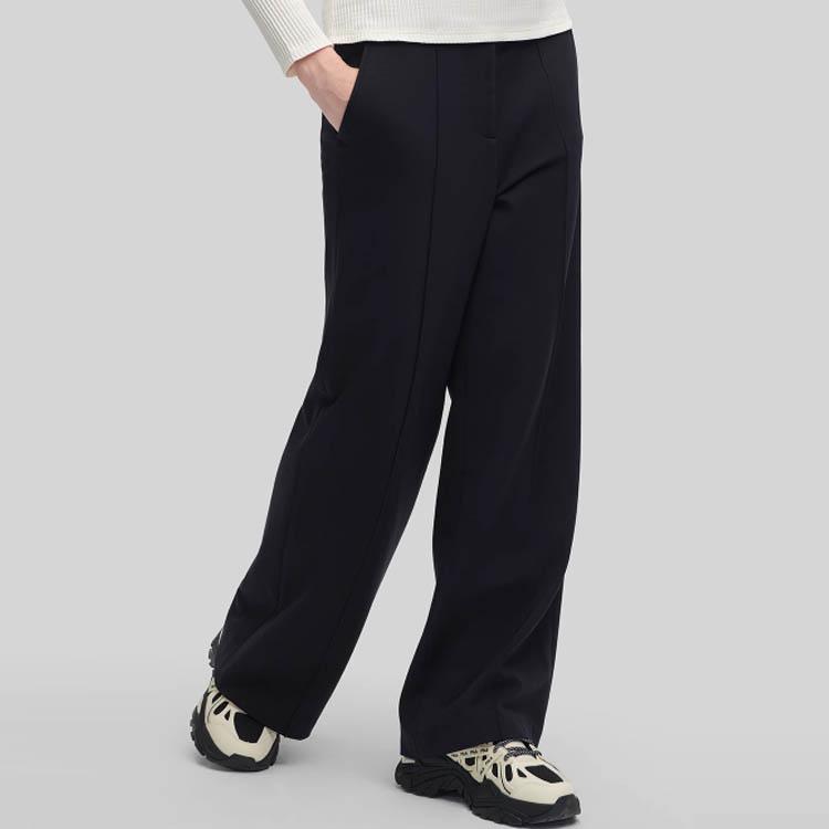 Fila Emerald 2023 Winter New Knit Wide Leg Pants Women Bottoms Black F11W344607F-BK