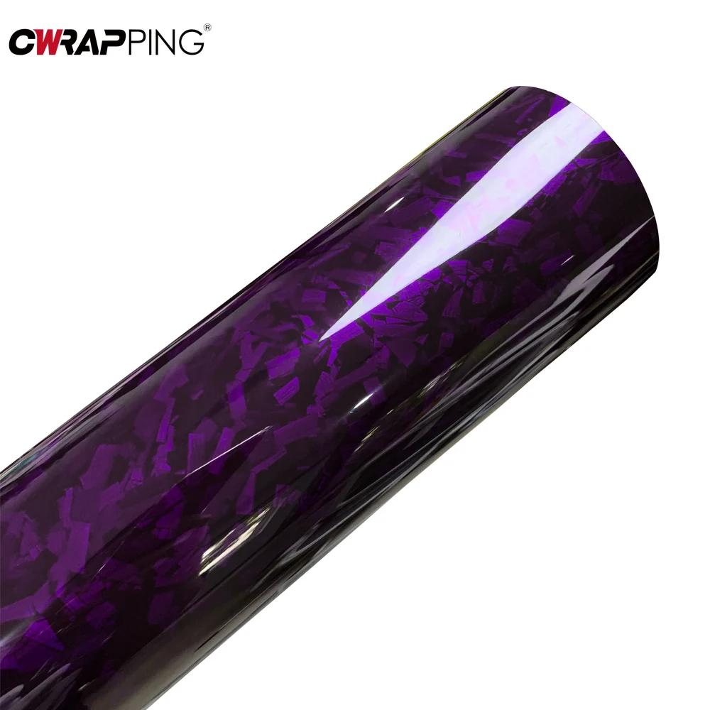 Purple Crystal Forged Carbon Fiber Wrapping Vinyl Film Car Stickers Air Release Stickers Wrap Foil Car Body FilmsCar Accessories