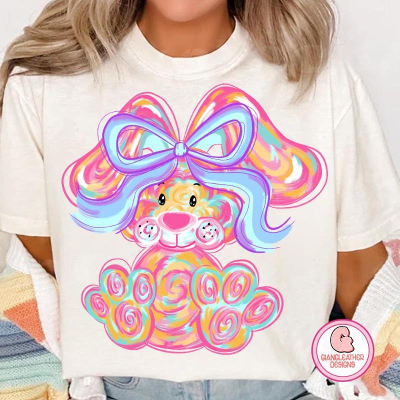 Easter Short Sleeve Brushed Rabbit Bow Harajuku Womens TShirt Valentines Day Y2K Sports Casual Fashion TShirt Shirt